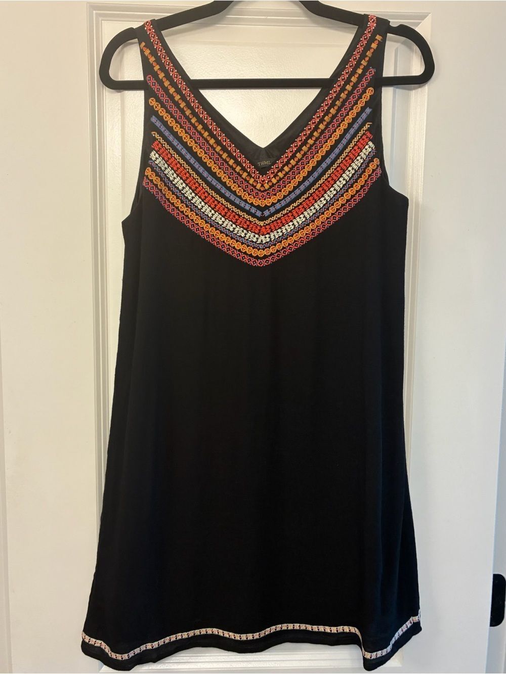 ANTHROPOLOGIE THML Sleeveless Embroidered Top Tunic Black Women’s Size Medium